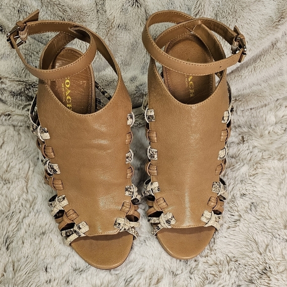 Coach Jody Strappy Stiletto Heel 7.5 B or 37Eu Python Print - Picture 12 of 16